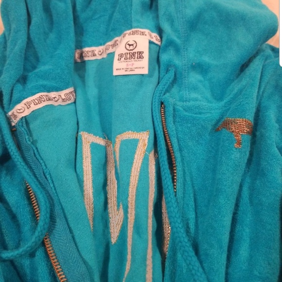 VS PINK Terry Zip Up Hoodie Size S/P - Picture 2 of 3